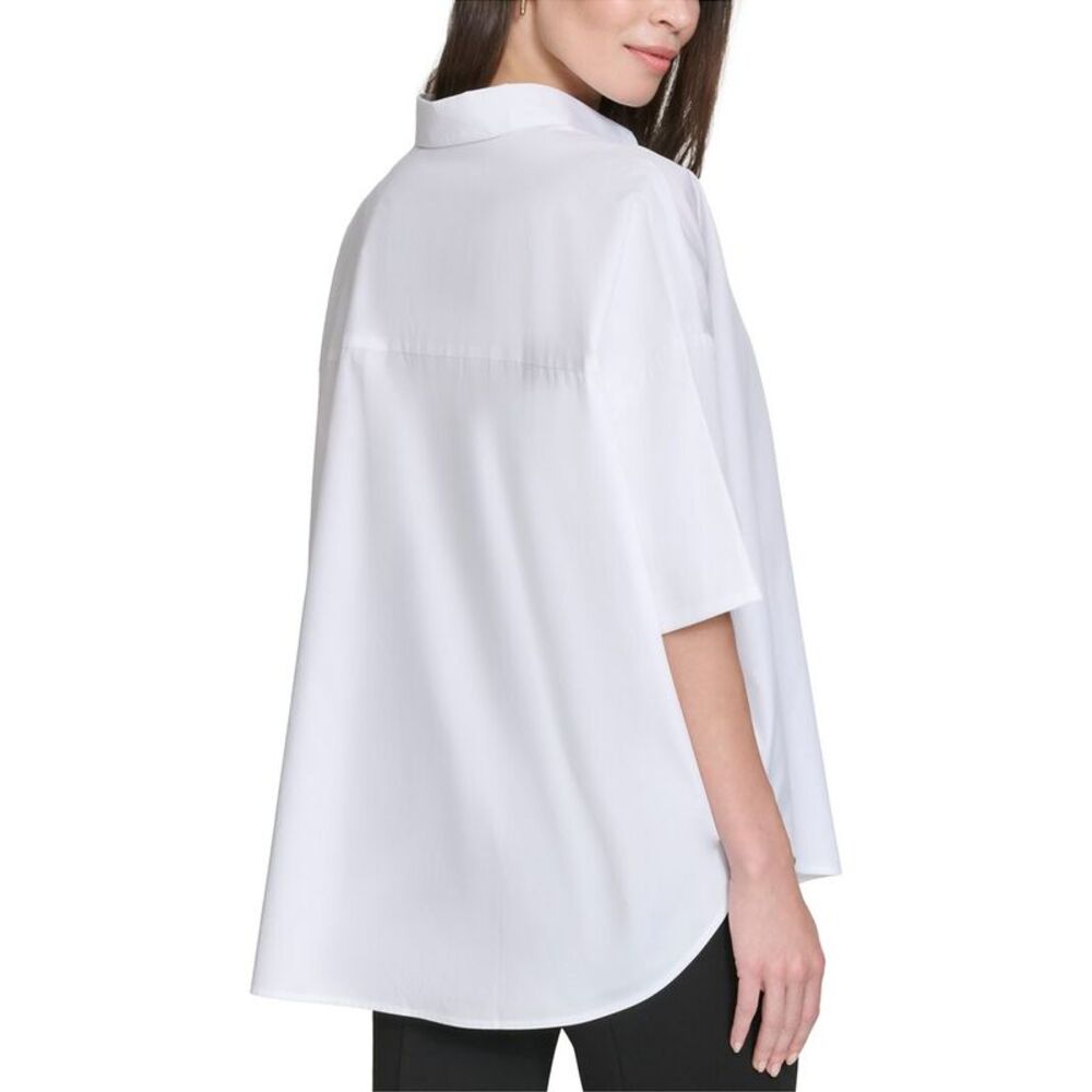 Halston Womens Short Sleeve Button Down Blouse - Picture 2 of 4